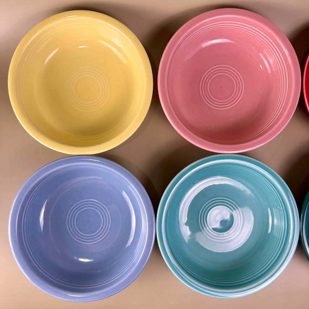 Vintage Fiestaware Rim Cereal Bowls – Set of 6 Multicolor | HLC USA Pottery - Picture 7 of 10